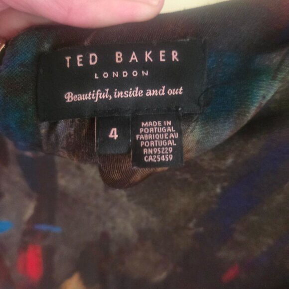 Ted Baker Vivid long dress and sleeves dress size 4. Zips up the back. Cinch low - Picture 9 of 10